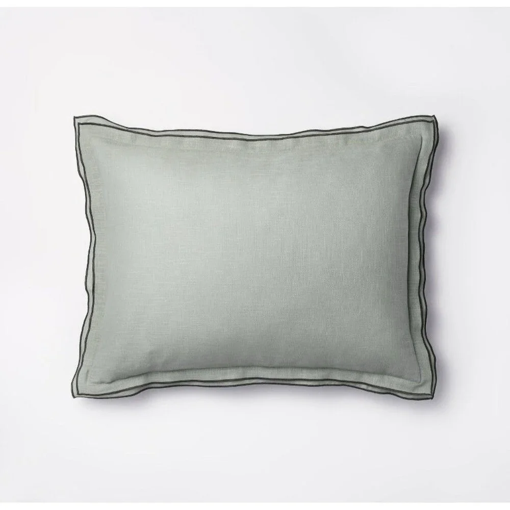 Threshold Studio McGee Duvet Cover Set Slub, Teal Green/Dark Gray, Queen NEW